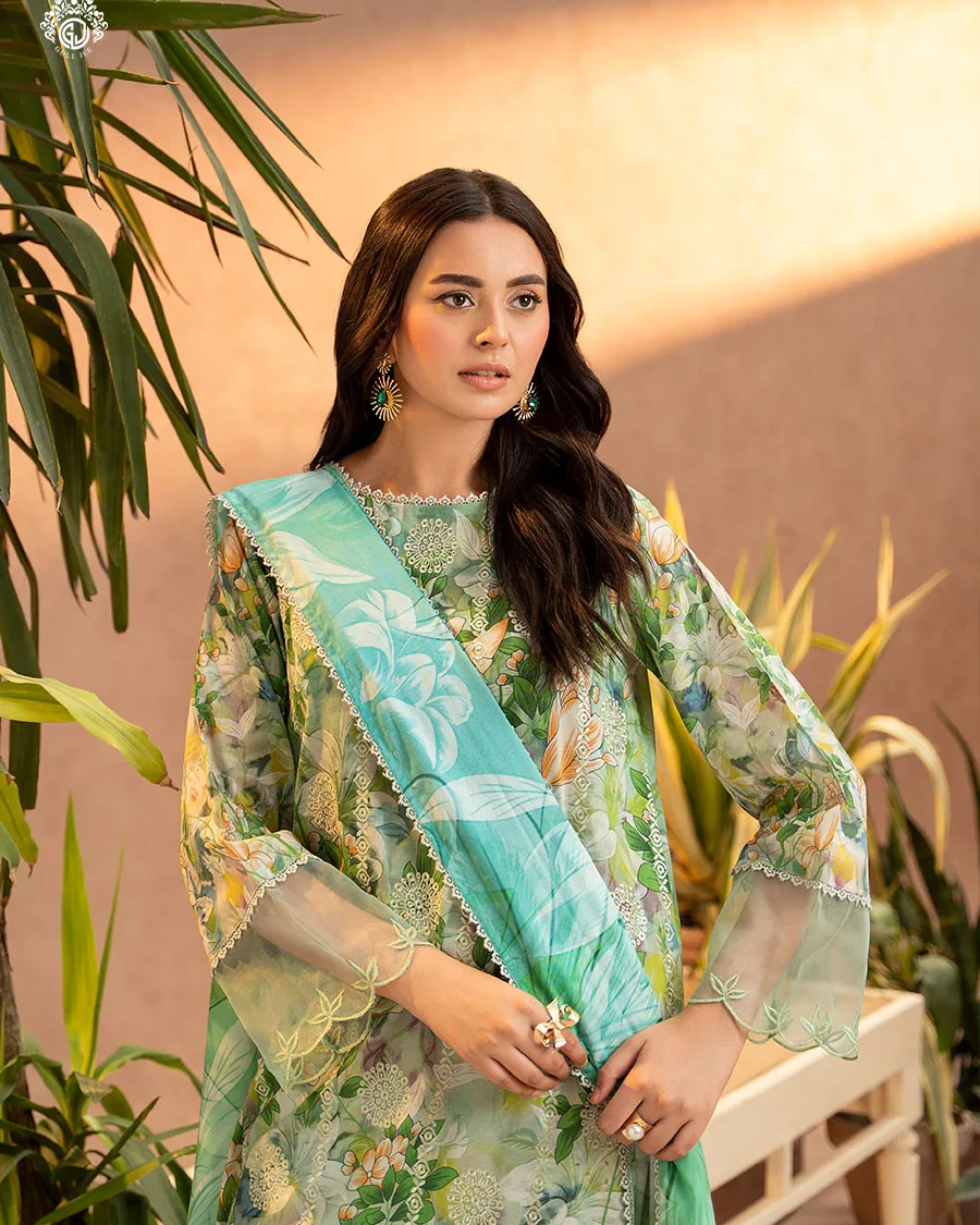 Pakistani Gullbano by Gull Jee Unstitched – Mint Verdant Bloom