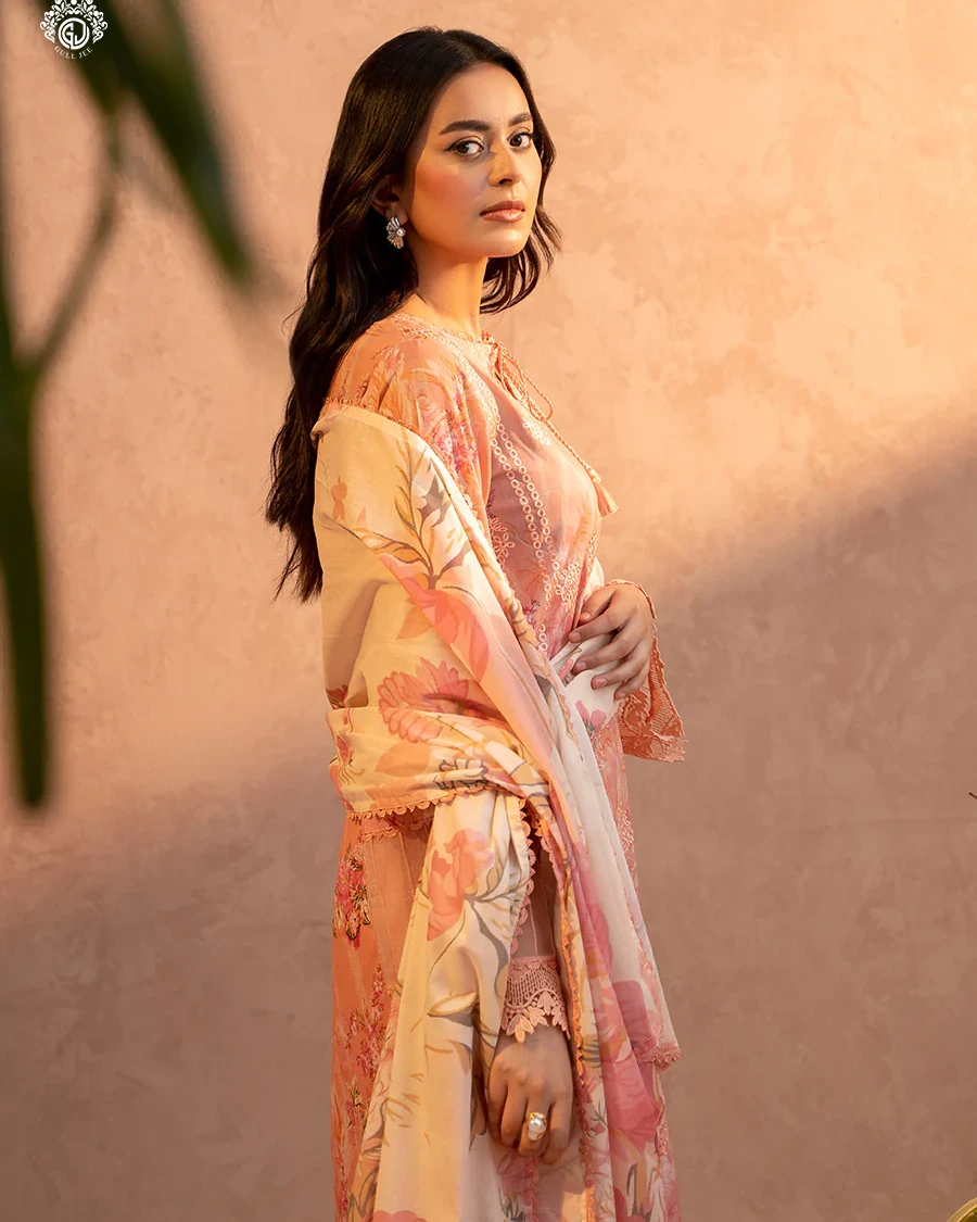 Pakistani Gullbano by Gull Jee Unstitched – Peach Nectar Bloom