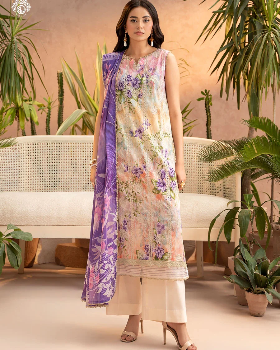 Pakistani Gullbano by Gull Jee Unstitched – Sunset Violet Bloom