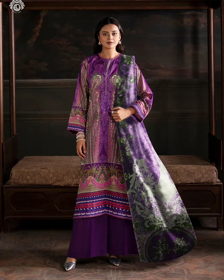Pakistani Sorrel by Gull Jee Embroidered Unstitched 3 Piece Lawn– Lush Purple