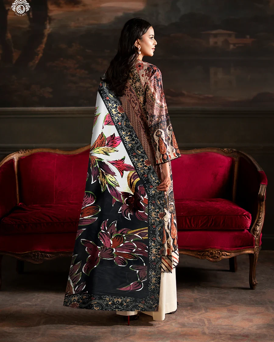 Pakistani Sorrel by Gull Jee Embroidered Unstitched 3 Piece Lawn- Maroon x Ebony
