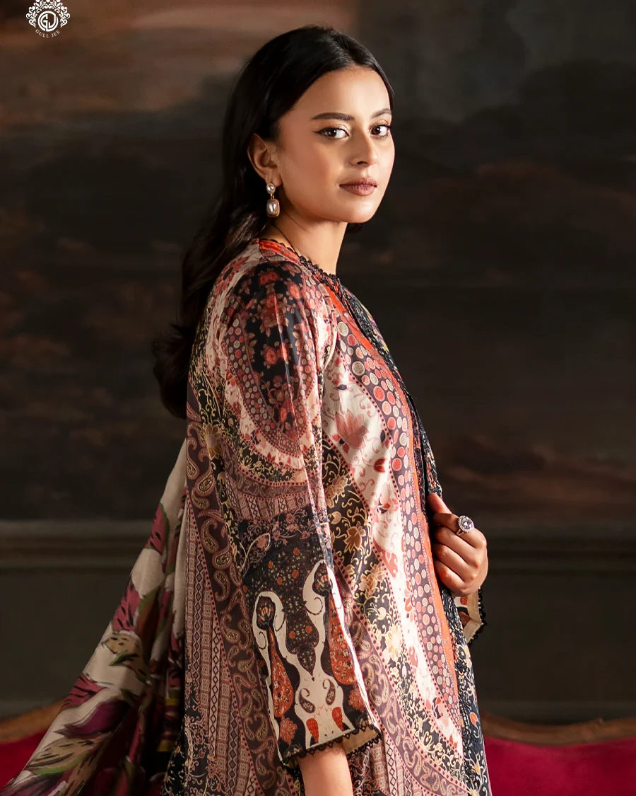 Pakistani Sorrel by Gull Jee Embroidered Unstitched 3 Piece Lawn- Maroon x Ebony