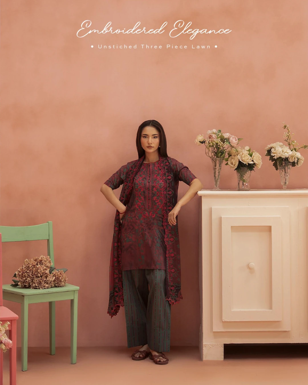 Pakistani Ziva by Gull Jee Unstitched – Charcoal Garnet Edition