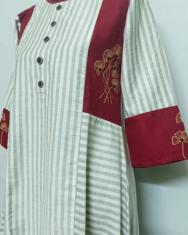 Ruby Striped Harmony Cotton Kurti