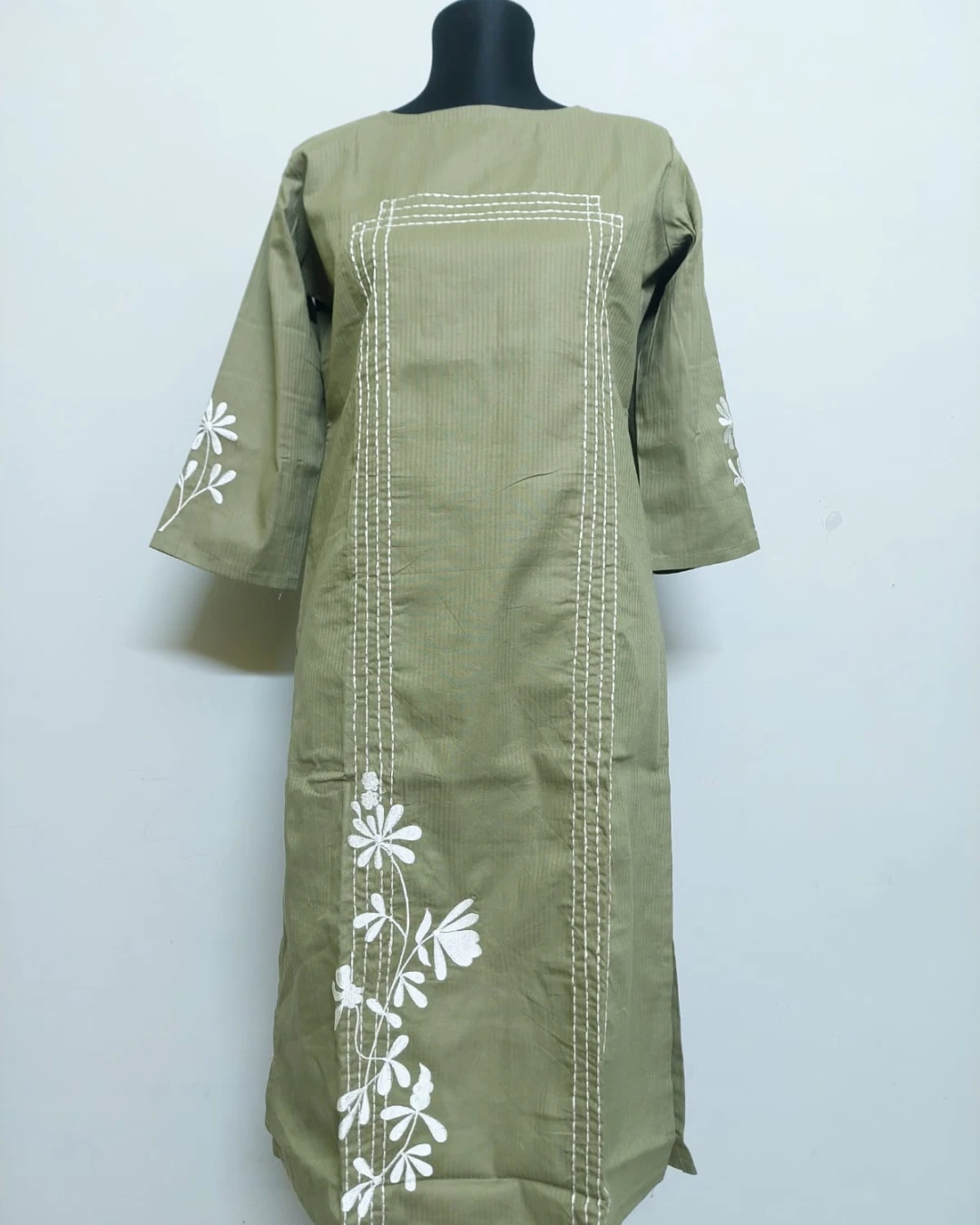 Olive Garden Kantha-Stitch Cotton Kurti