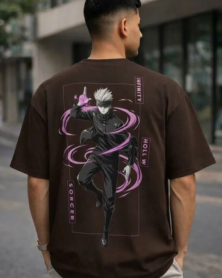 Infinity Sorcerer Anime Drop Shoulder T-Shirt-Black Coffee