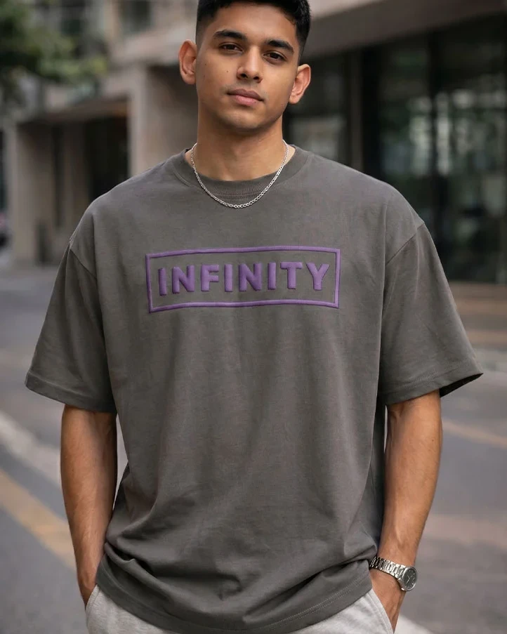 Infinity Sorcerer Anime Drop Shoulder T-Shirt-Dull Gray
