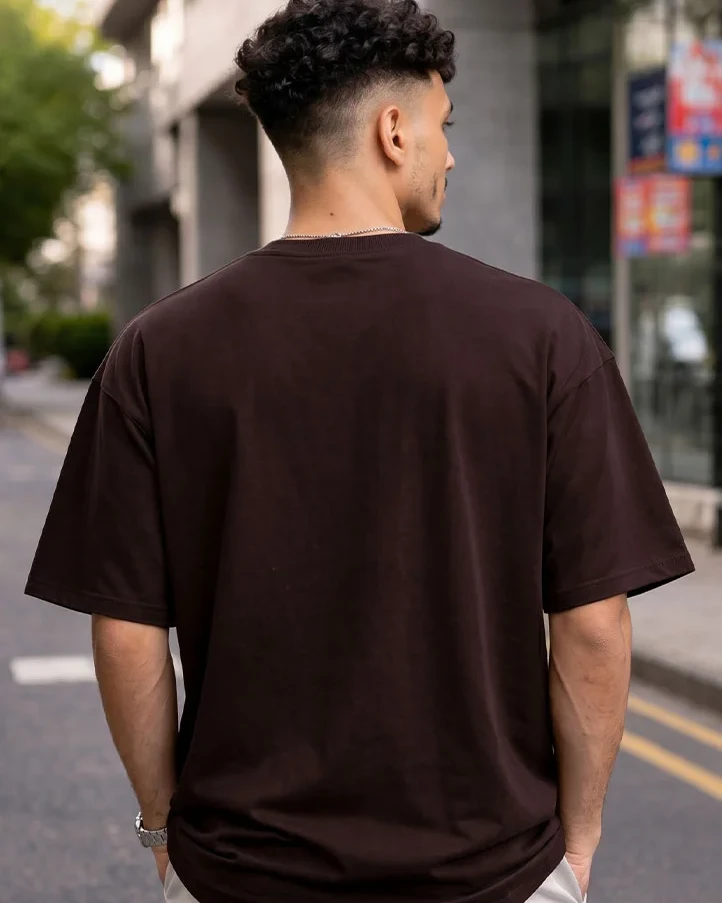 Sasuke Anime Statement Drop Shoulder T-Shirt-Black Coffee