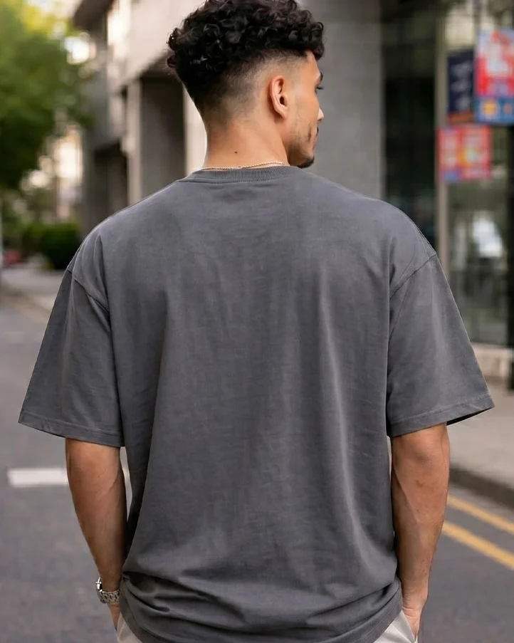 Sasuke Anime Statement Drop Shoulder T-Shirt-Dull Gray