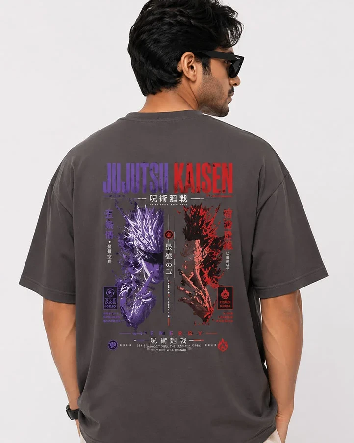 Jujutsu Kaisen Cursed Energy — Designer Dual Print Drop Shoulder Tee