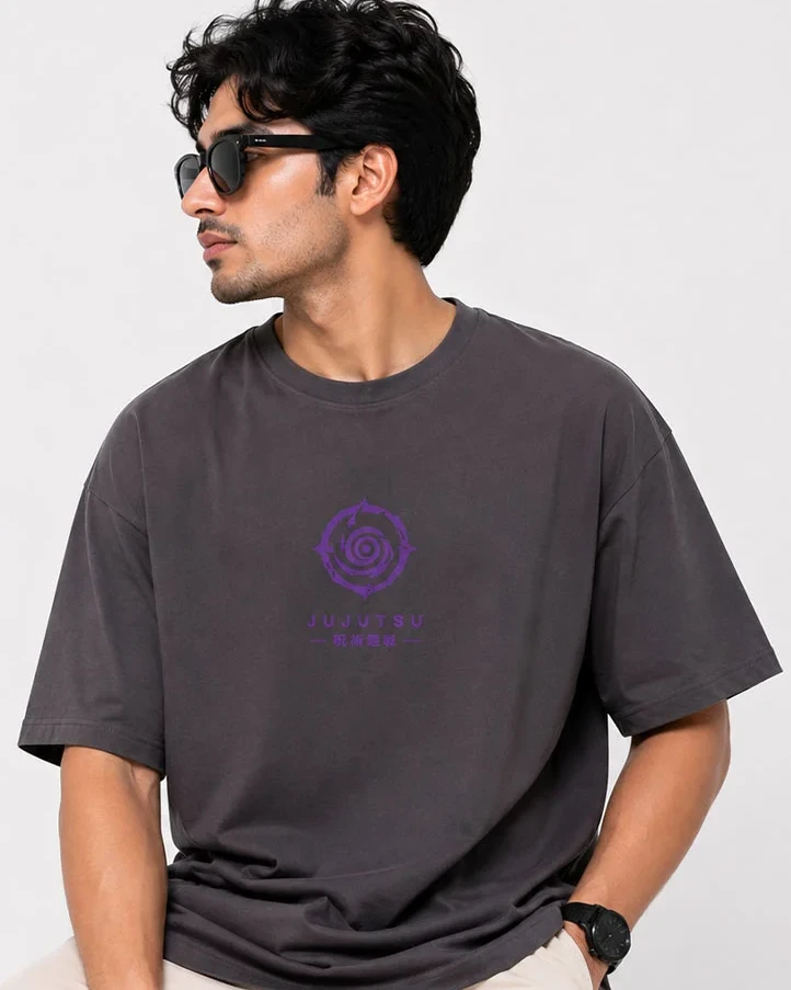 Jujutsu Kaisen Cursed Energy — Designer Dual Print Drop Shoulder Tee