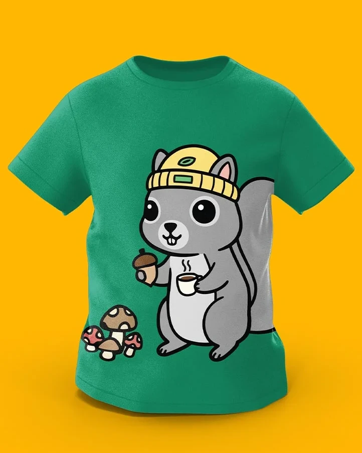 GoofyGiraffe “Cozy Squirrel” Autumn Vibes Kids TEE