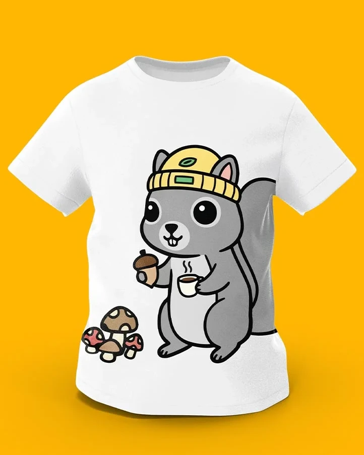 GoofyGiraffe “Cozy Squirrel” Autumn Vibes Kids TEE