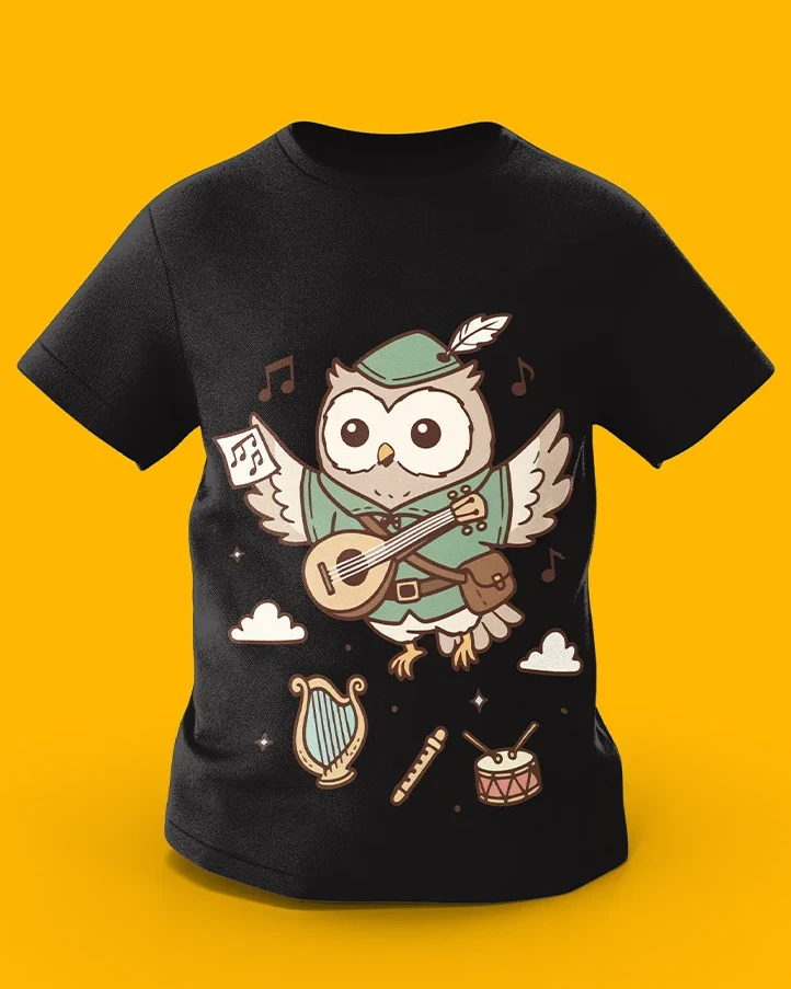 GoofyGiraffe “Melody Owl” Musical Bard Kids TEE