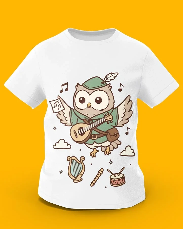 GoofyGiraffe “Melody Owl” Musical Bard Kids TEE