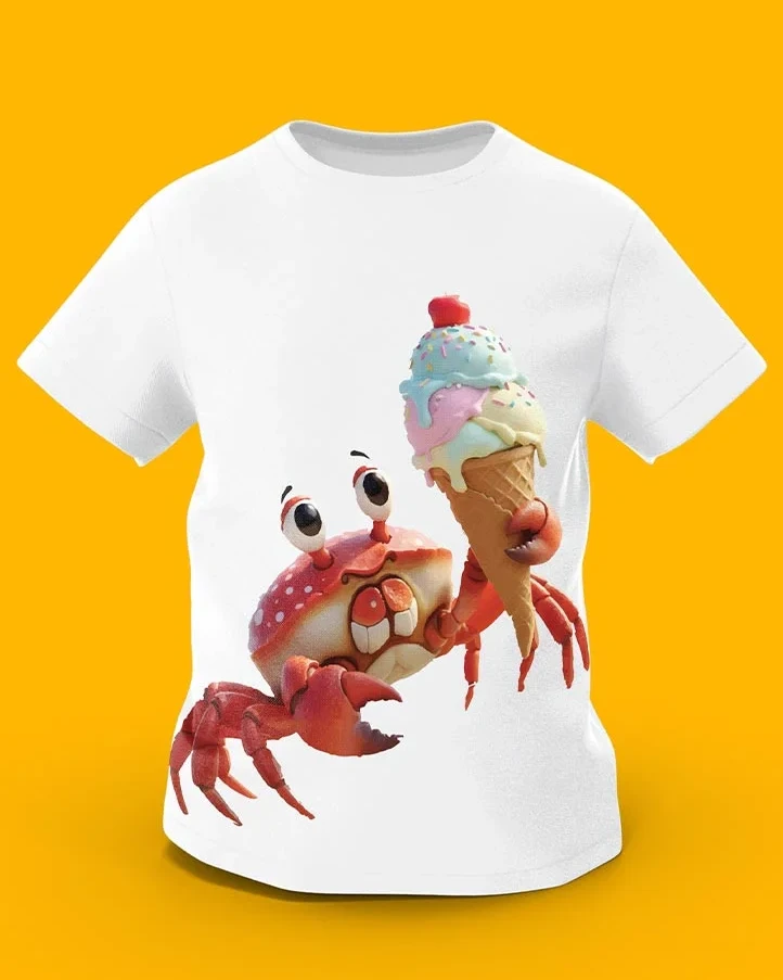 GoofyGiraffe “Scoopy Crab” Ice Cream Summer Kids TEE