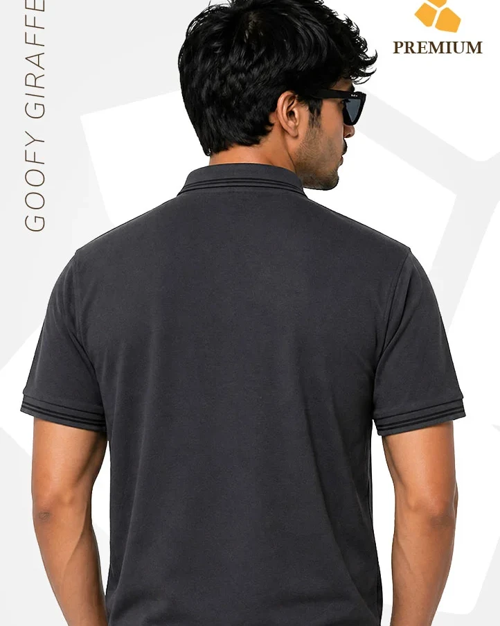 GoofyGiraffe”Premium Black” Double Lacoste Polo T-Shirt