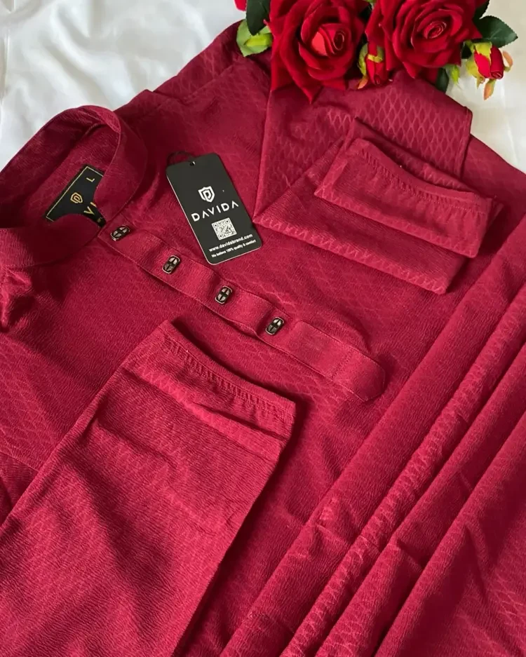 Chinese Zafran Cotton Panjabi (Maroon)