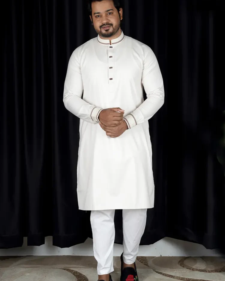Premium Cuff Hata Panjabi Off-White Color