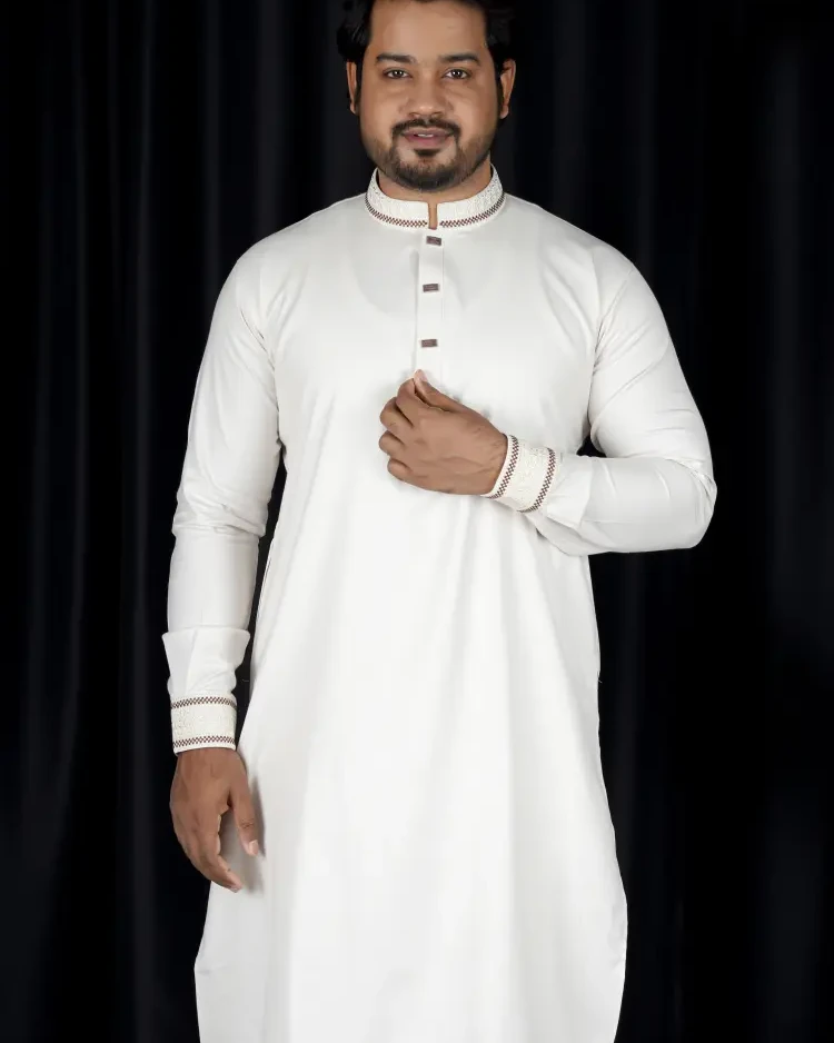 Premium Cuff Hata Panjabi Off-White Color