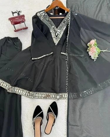 Vyomika Midnight Onyx Mirror Sharara Set