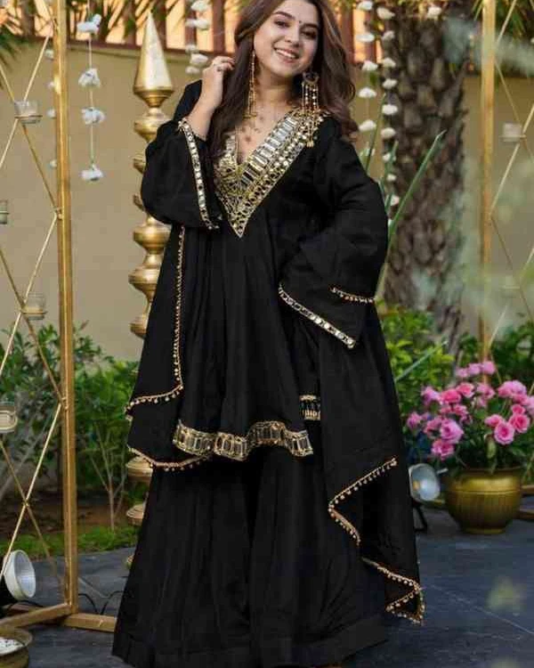 Vyomika Midnight Onyx Mirror Sharara Set