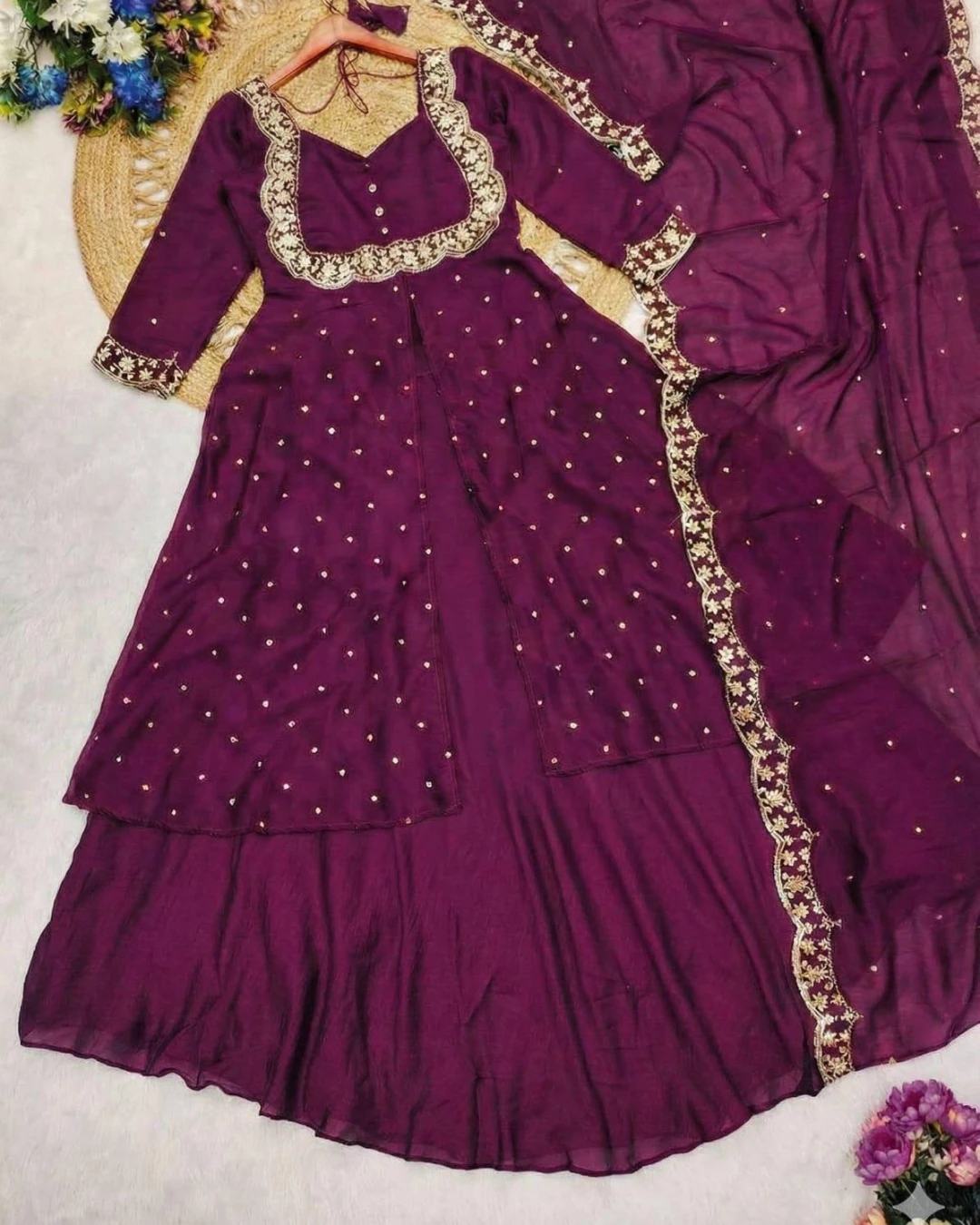 Mehru Regal Brown Plus Size Cape Lehenga Set