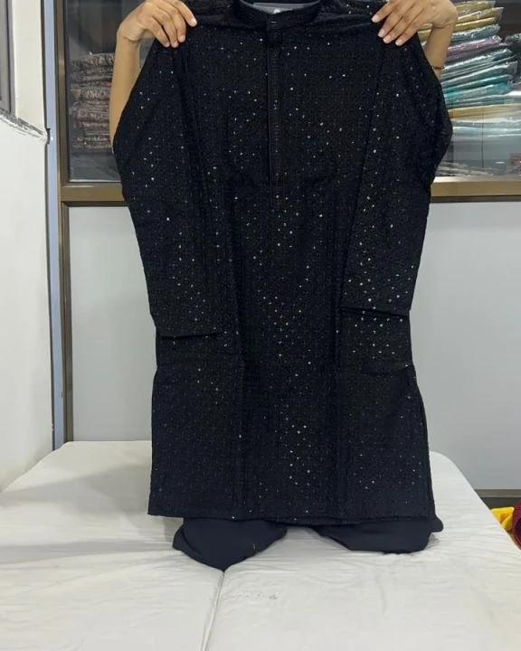 Heritage Wine Chikan Work Panjabi Kurta