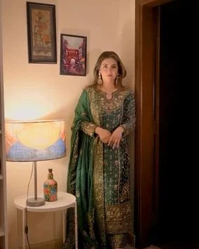 Emerald Elegance Embroidered Suit Set