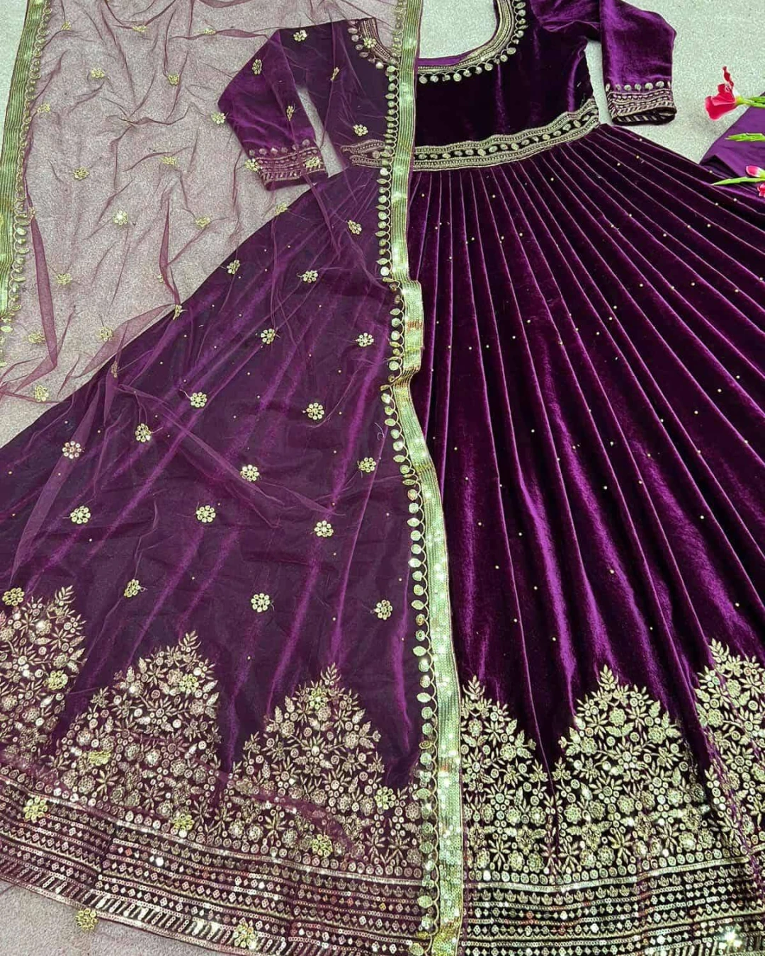 Majestic Plum Velvet Exclusive Gown
