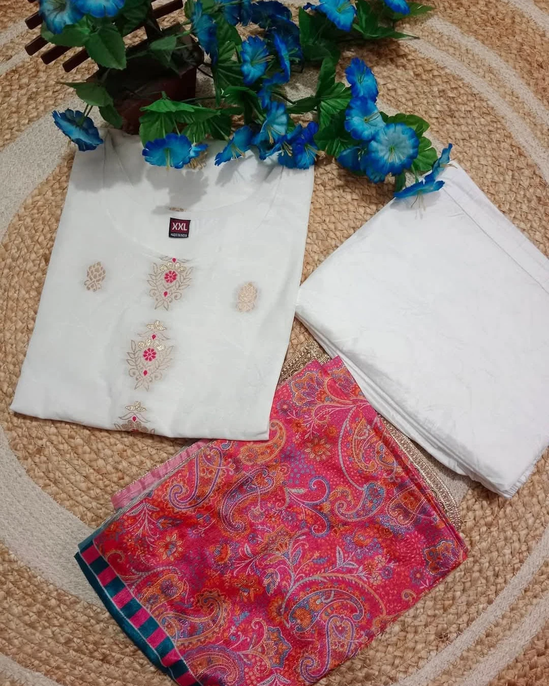 Regal Ivory Jacquard Anarkali Set with Paisley Digital Dupatta