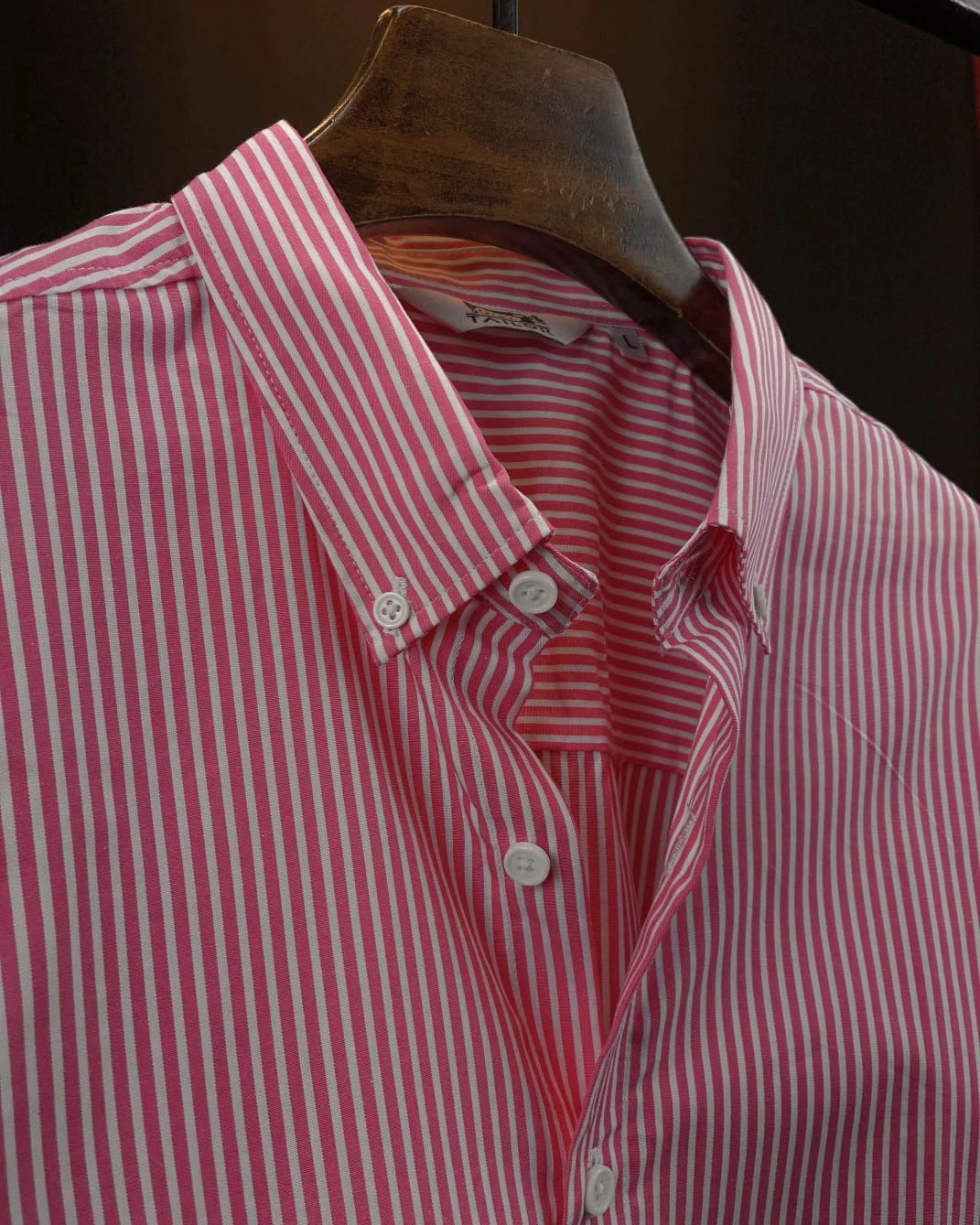 Bright Pink with White Vertical Stripes