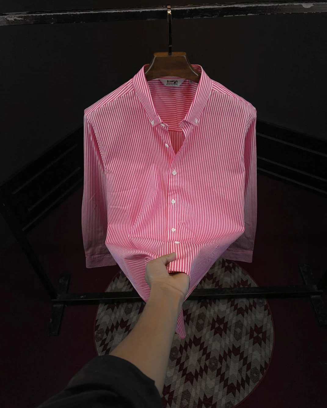 Bright Pink with White Vertical Stripes