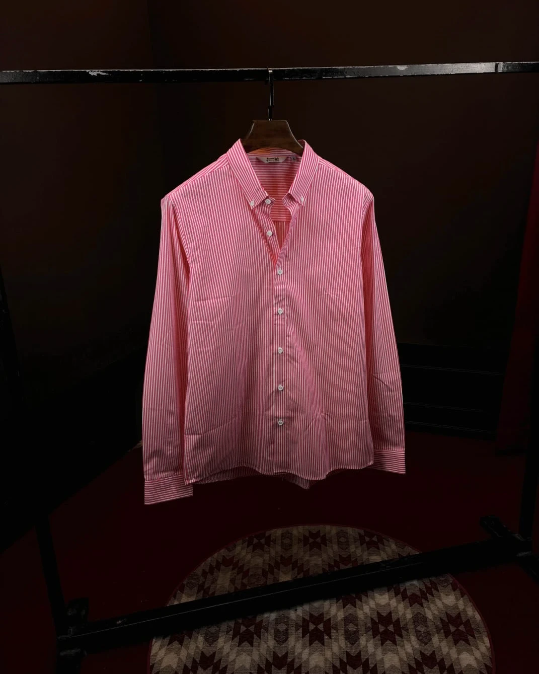 Bright Pink with White Vertical Stripes