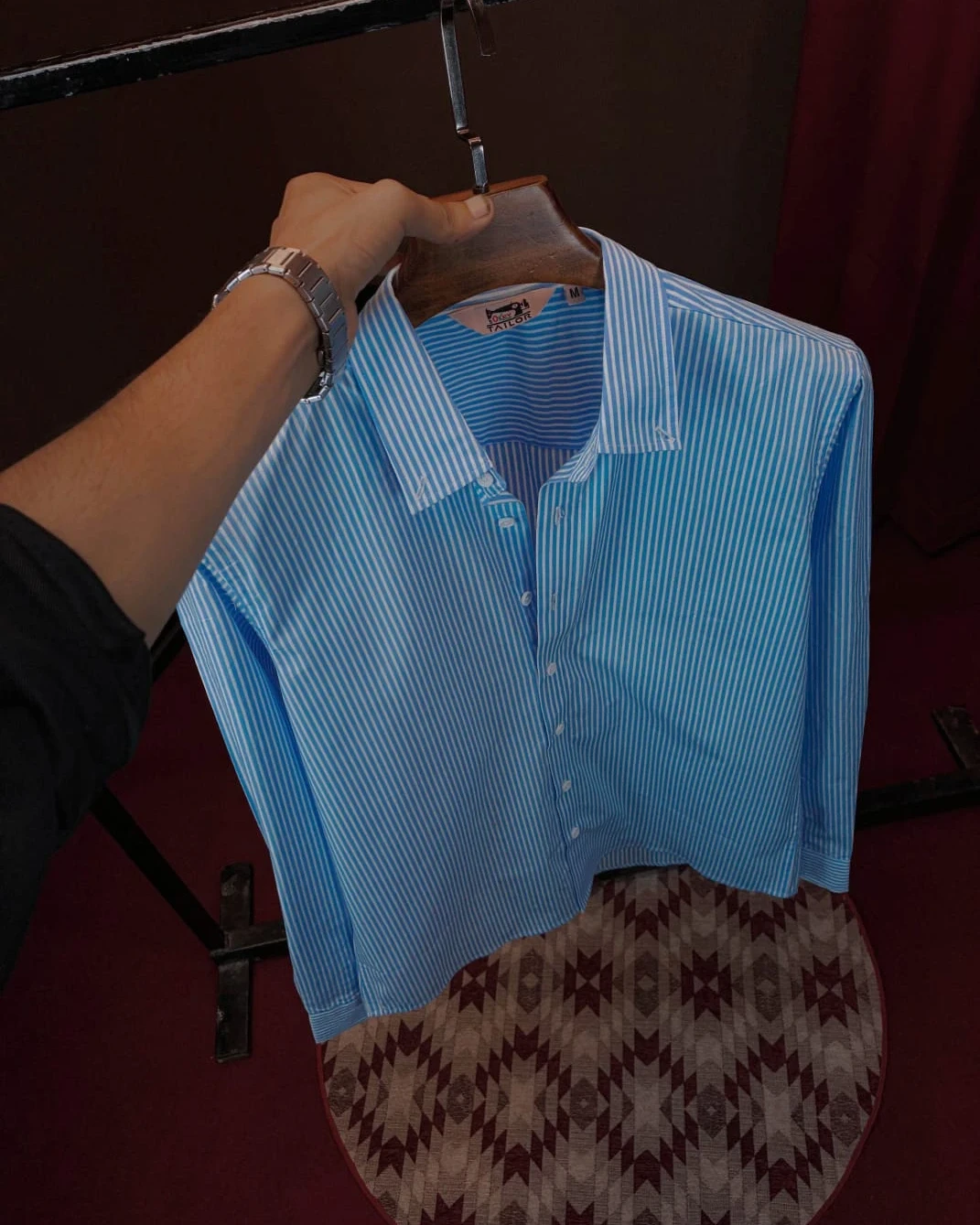 Light Sky Blue with White Vertical Stripes