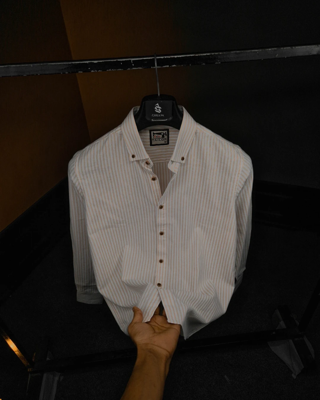 Off-White & Light Beige Striped Shirt