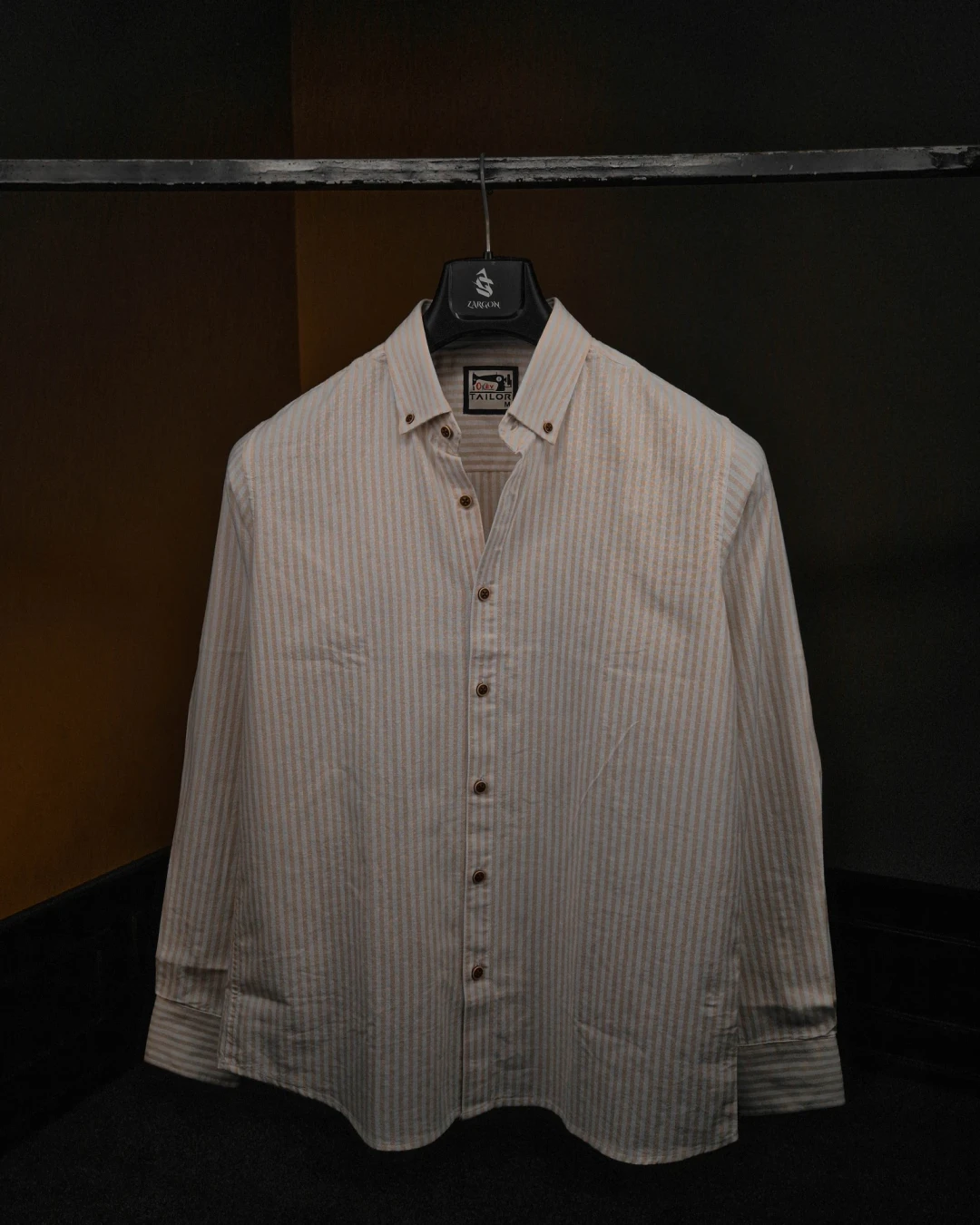 Off-White & Light Beige Striped Shirt