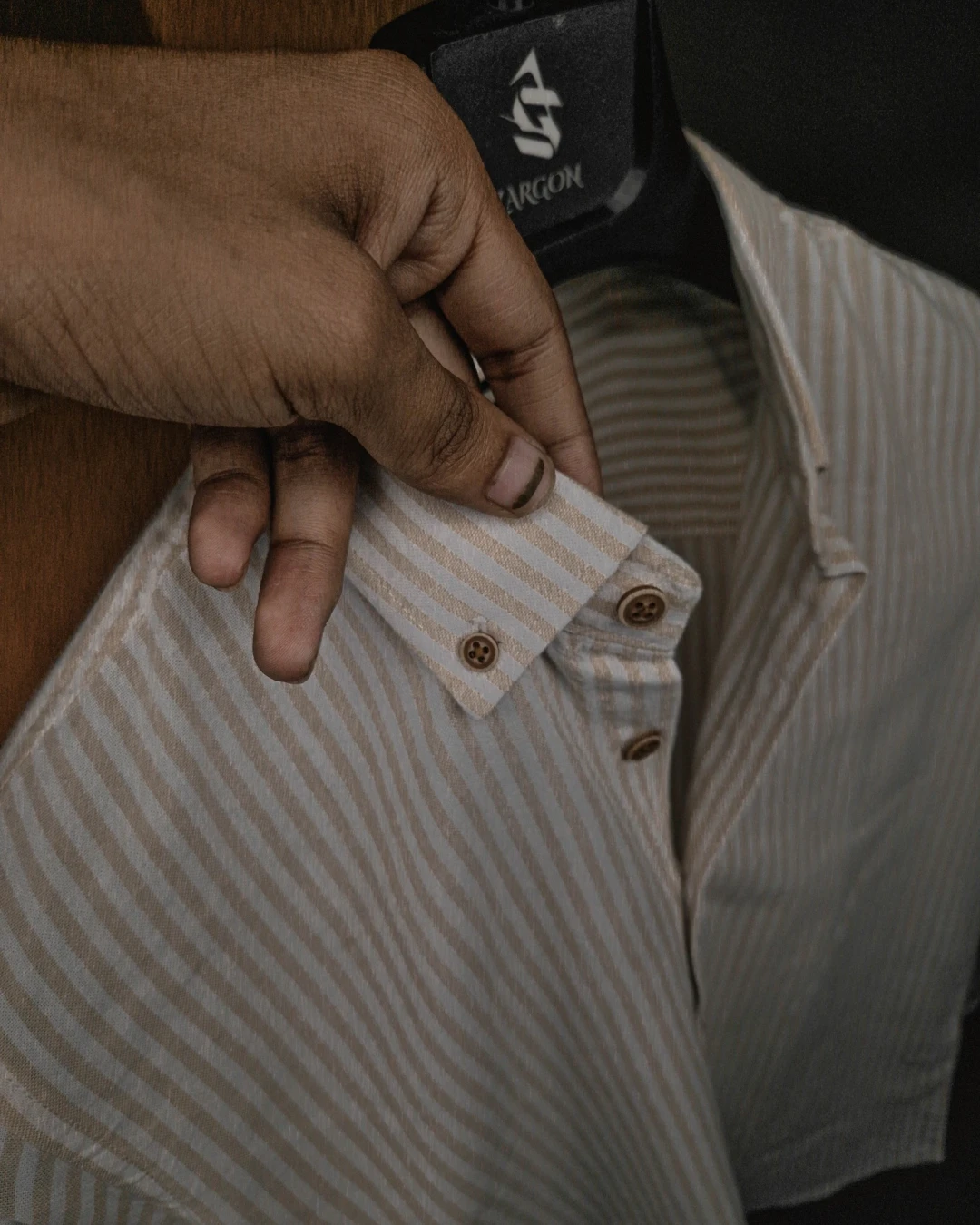 Off-White & Light Beige Striped Shirt
