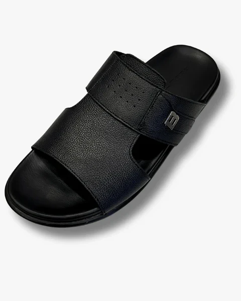 Bowling Men’s Leather Sandal Black– Lightweight PU Sole & Soft Comfort Insole
