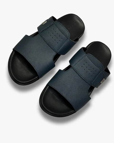 Bowling Men’s Leather Sandal Navy – Lightweight PU Sole & Soft Comfort Insole