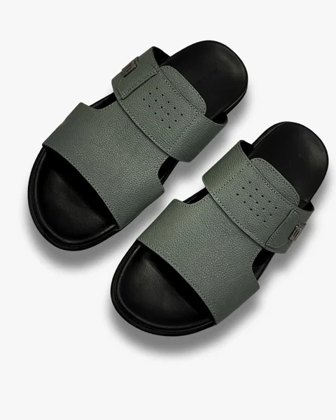 Bowling Men’s Leather Sandal Olive Green – Lightweight PU Sole & Soft Comfort Insole