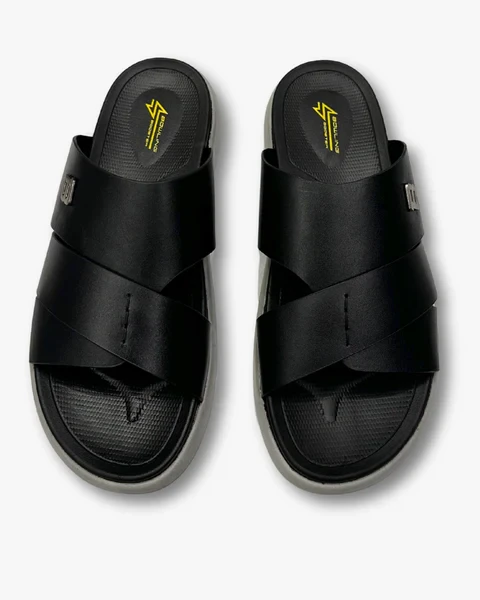 Bowling Booster Leather Sandal-Black