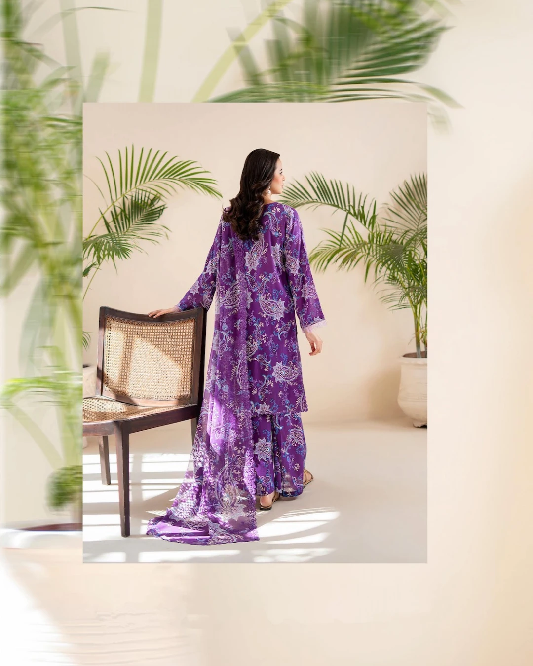 Pakistani Ziva Gull Jee Embroidered Unstitched 3 piece Lawn– Plum Purple 