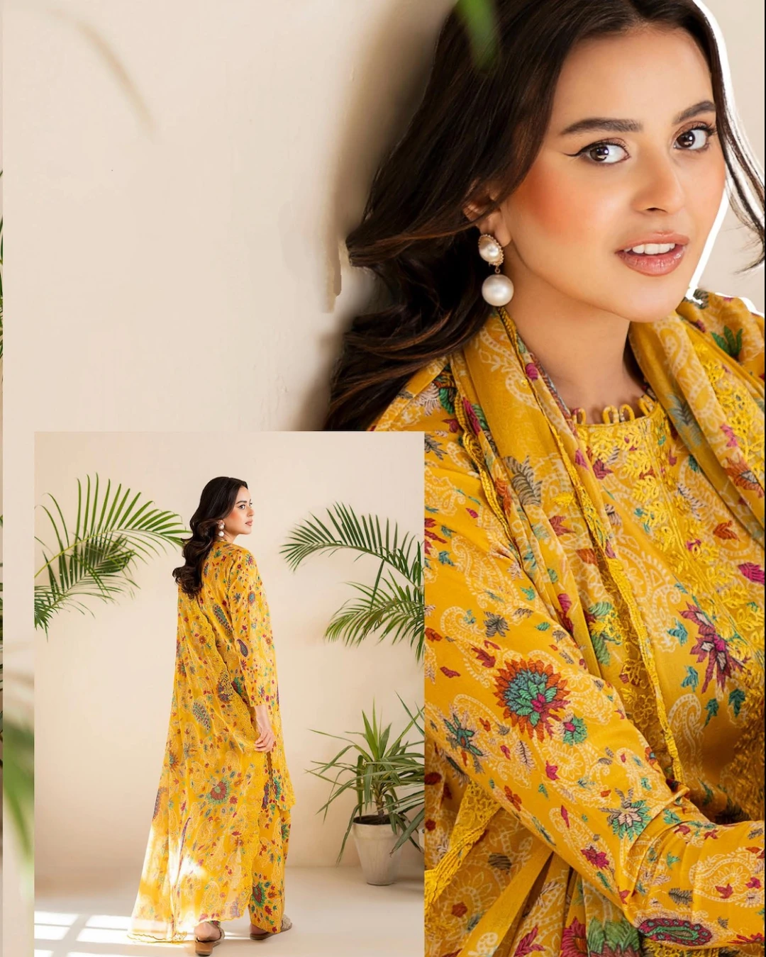 Pakistani Ziva Gull Jee Embroidered Unstitched 3 piece Lawn– Mustard Yellow