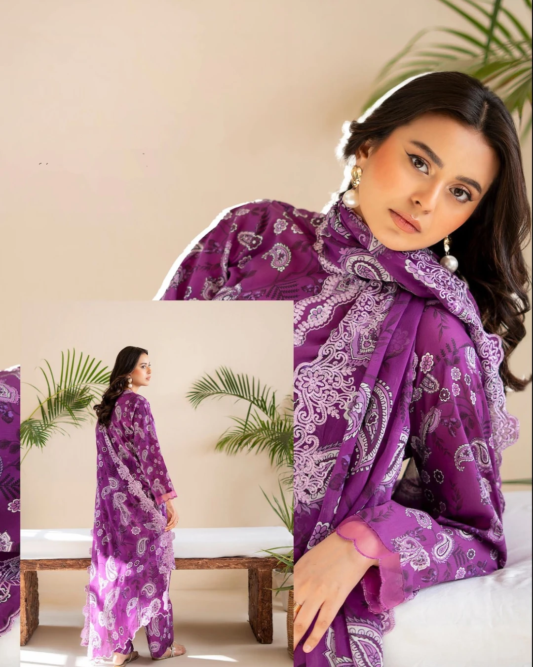 Pakistani Ziva by Gull Jee Embroidered Unstitched  3 piece Lawn– Violet