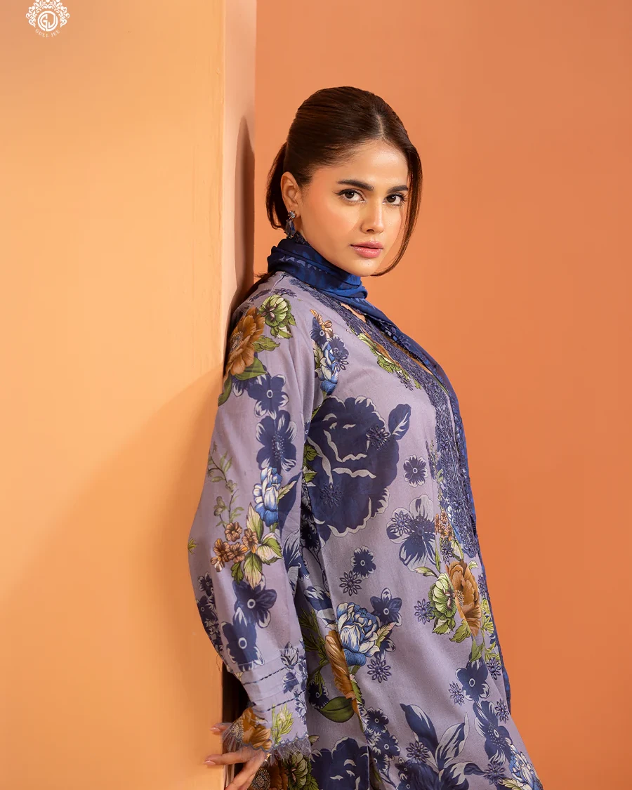 Pakistani Mishaal V3 Unstitched Three Piece Lawn -Lilac