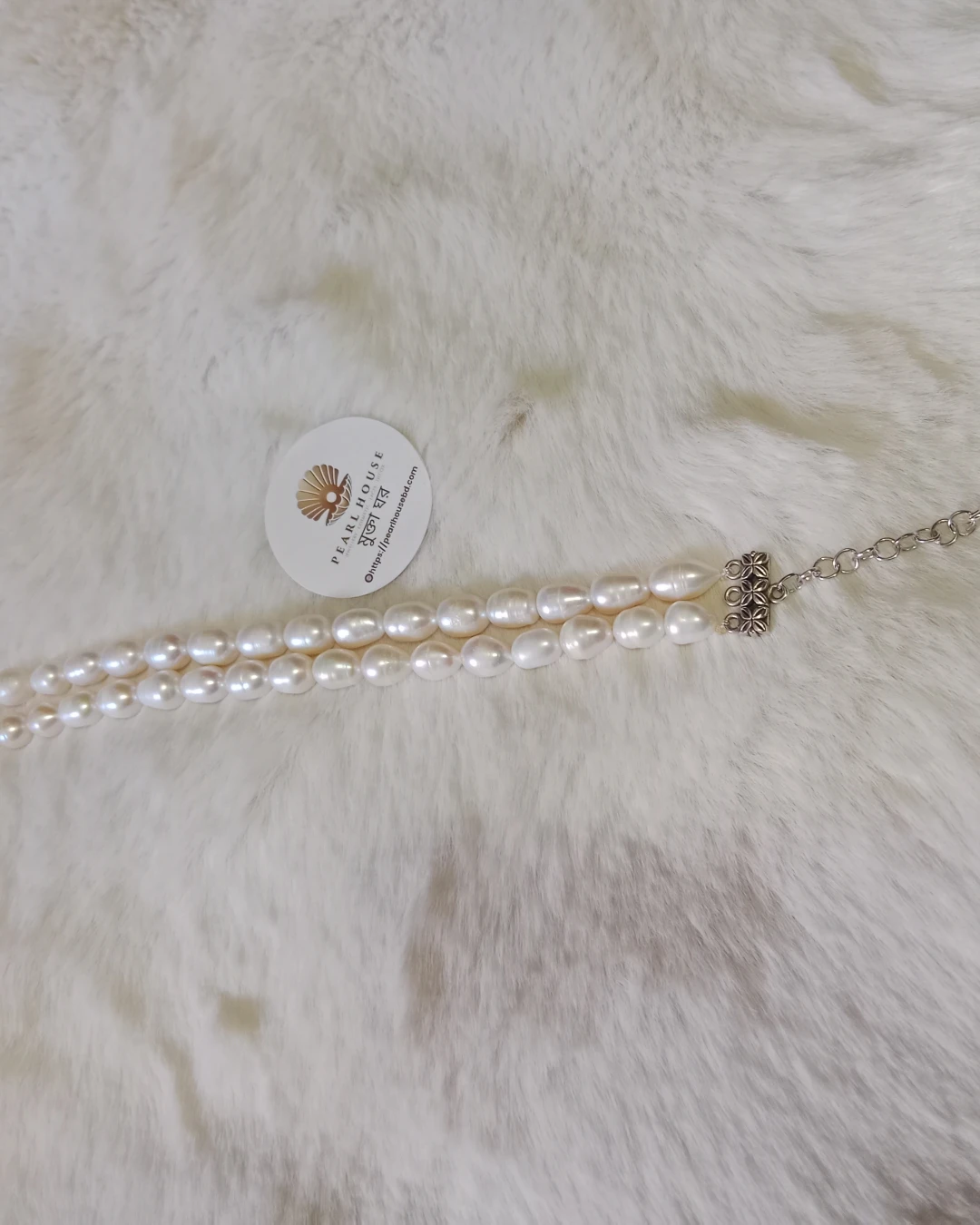 White Rice Pearl 2 Layer Bracelet 