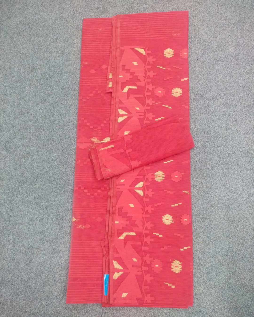 Pink Floral Motif Handloom Ransom Silk Jamdani Saree