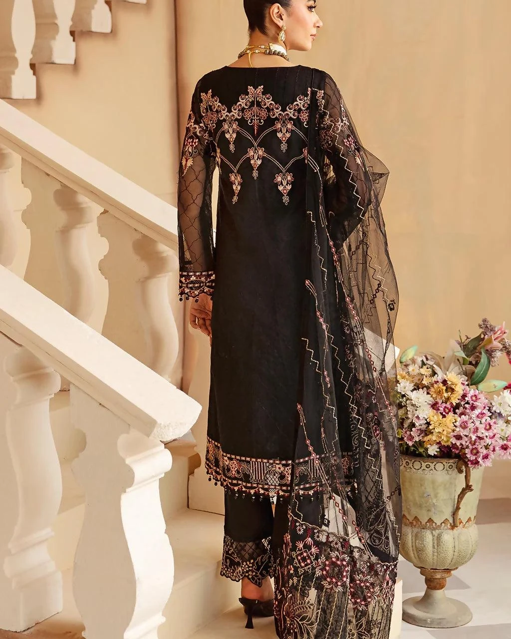 Pakistani Minhal by Ramsha Embroidered Organza Unstitched Three Piece