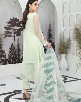Pakistani Tawakkal Labane Unstitched Luxury Chiffon Three Piece - Beryl Green